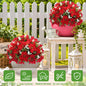 2PC 23.2" Christmas Poinsettia Flower Artificial Topiary Trees Ground Spike