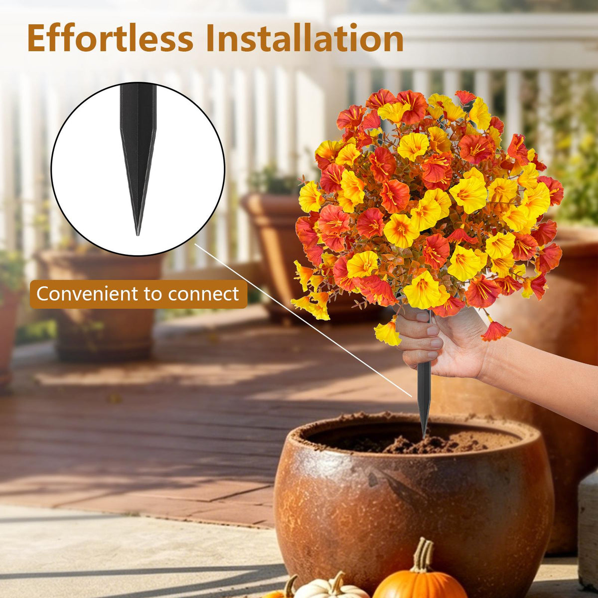 Artificial Flowers 2-Pack 22in Purple Morning Glory Fall Arrangement Set with Faux Greenery, UV Resistant, Fade-Proof for Outdoor Gardens, Planters